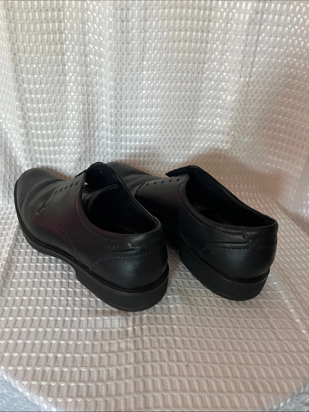 ECCO Black Leather Oxford Dress Shoes EU 45 US 11-11.5 Comfort Slip On Lace Up